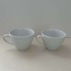 Set Of 2 Ikea 365 Susan Pryke Ceramic Coffee Tea Cups Mugs White Glossy 12oz